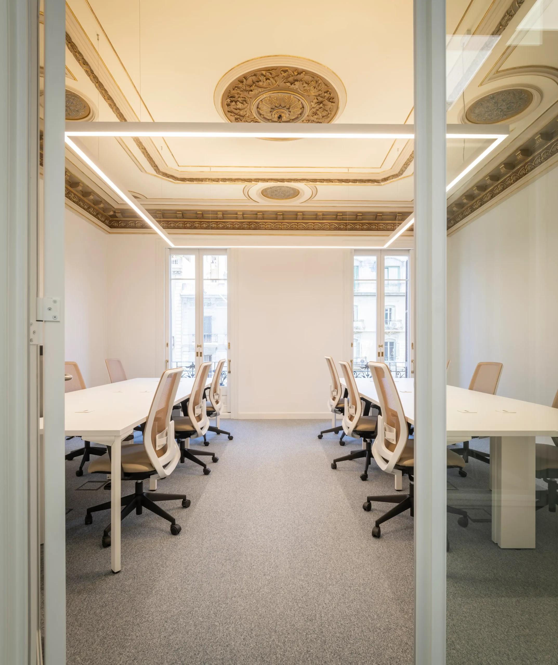 Oficina Privada con Techo Artesonado