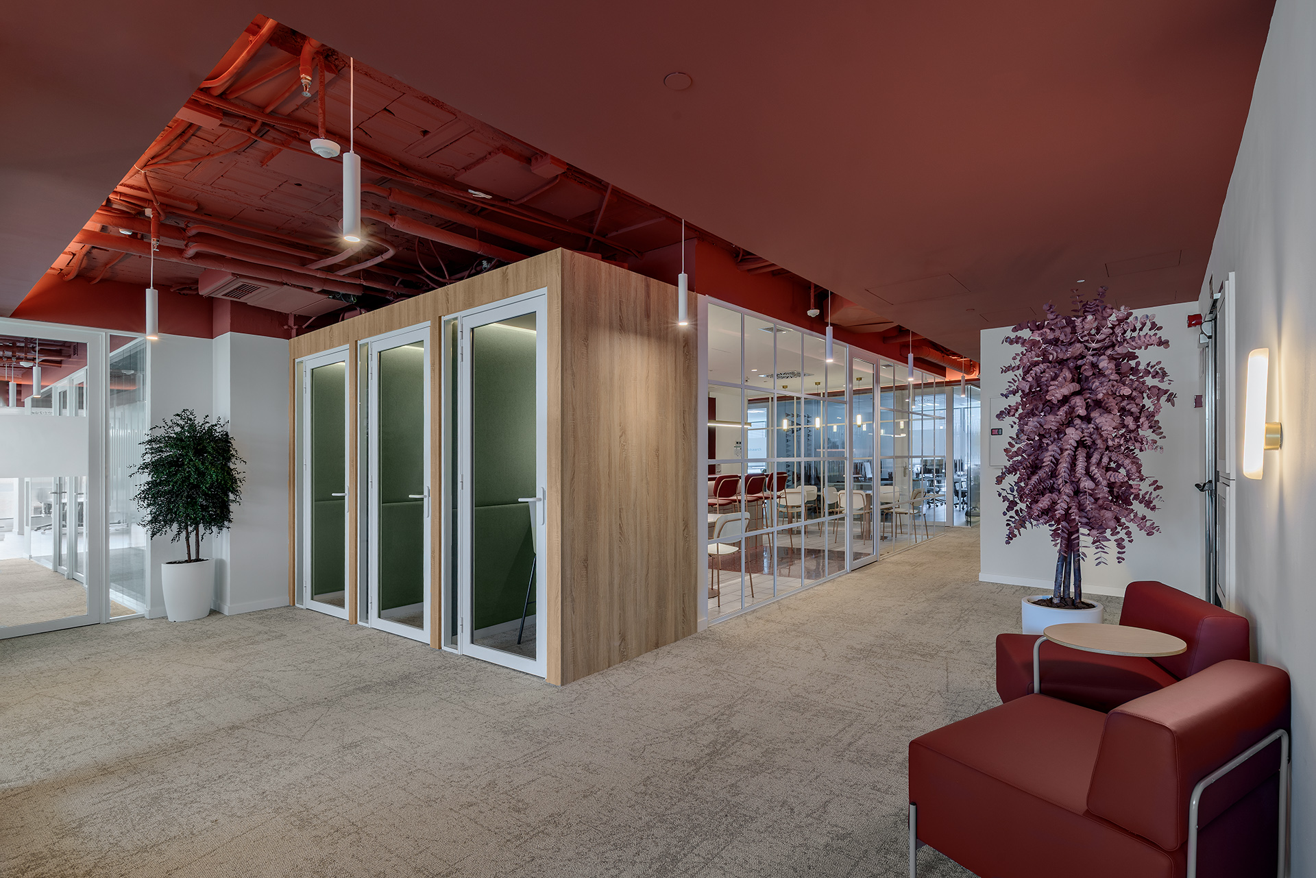 Phone booths and Lounge Area